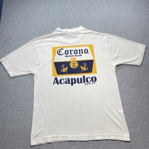 Vintage Corona Extra Beer Logo White T‎ Shirt Sz XL Acapulco Mexico